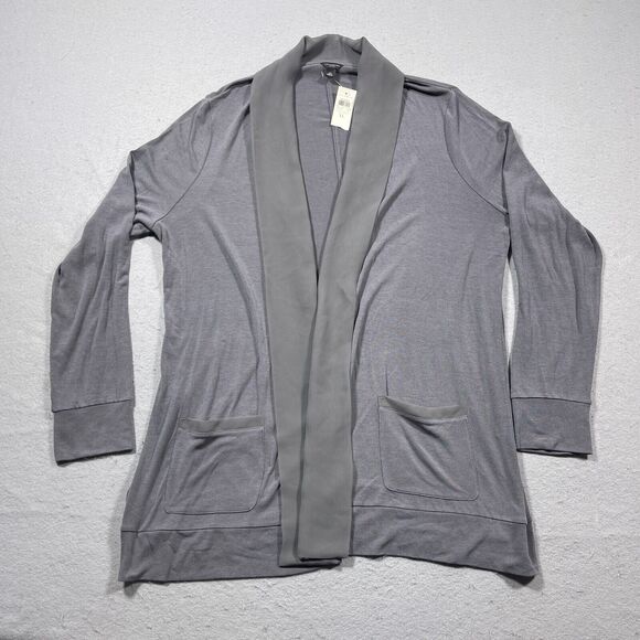 Ann Taylor LOFT Cardigan Sweater Women's XL Open Front Gray Modal Wool‎ NWT - Picture 1 of 9